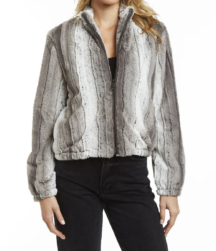 Your Chance to Save is Now!Theo Faux Fur Jacket In Silver