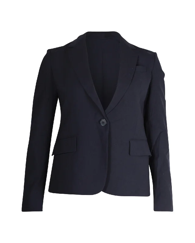 Huge Price Cuts Await!Theory Single-Breasted Blazer in Navy Blue Wool