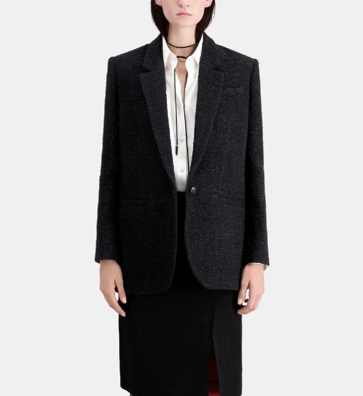 More Discounts, More Joy!Tweed Blazer With Silver Details