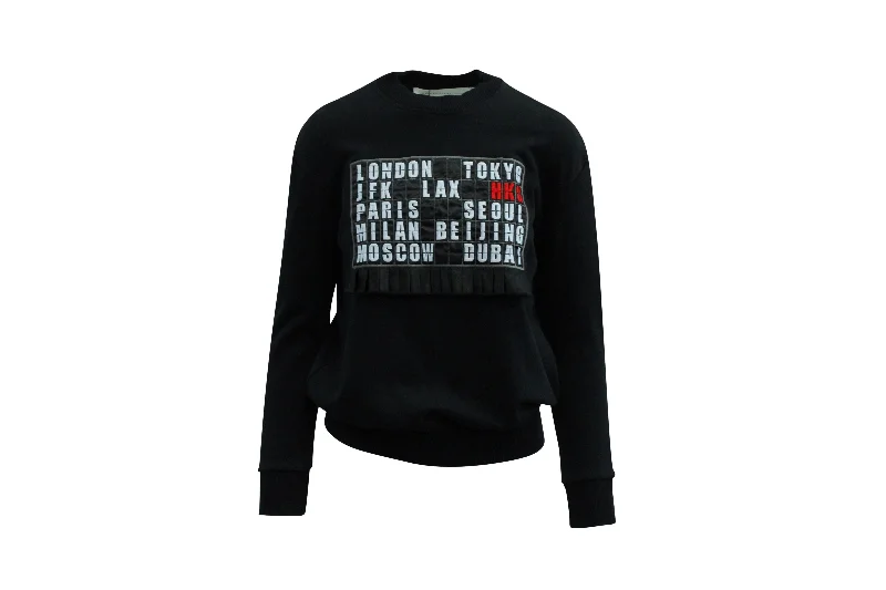 Find the Best Deals Here!Victoria Beckham Crewneck Printed Sweater in Black Cotton