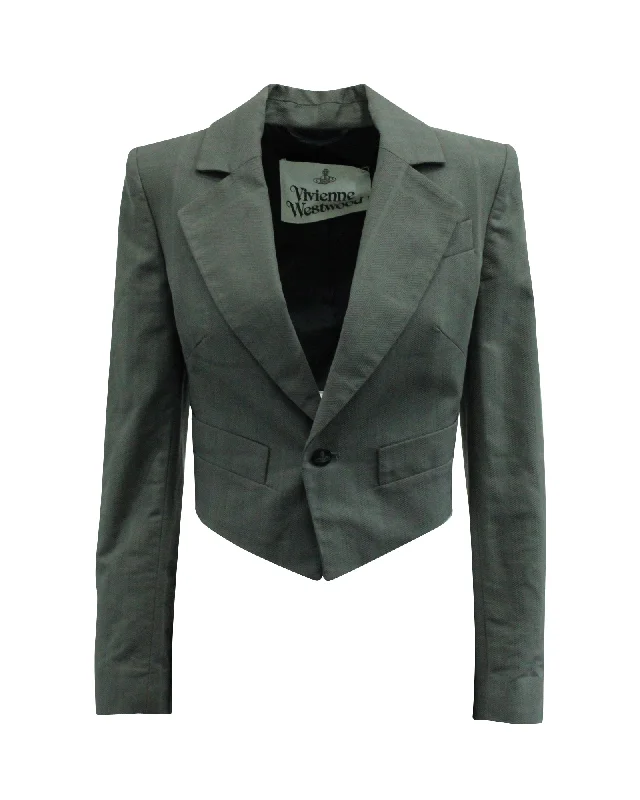 Unbeatable Prices!Vivienne Westwood Lou Lou Spencer Cropped Blazer in Grey Wool