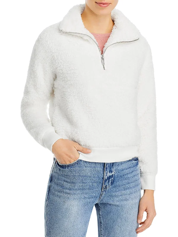 Get Ready to Save!Womens 1/4 Zip Pullover Faux Fur Coat