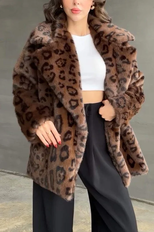 Limited-Time Price Drop!Women's Casual Leopard Plush Coat