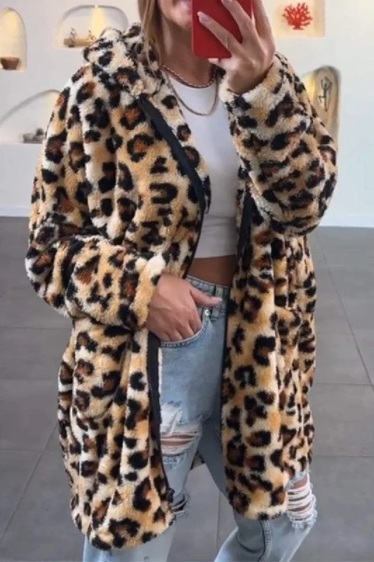 Score Big Savings Today!Women's Casual Leopard Print Long Sleeve Jacket