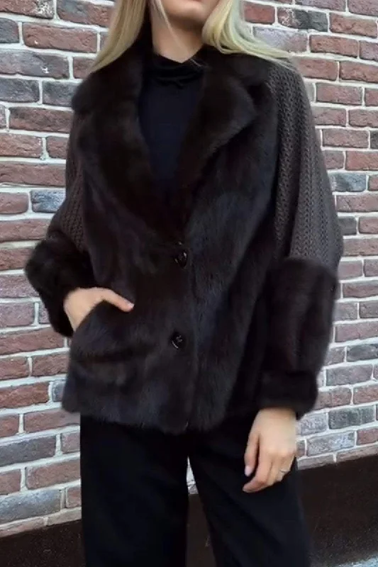 Save Like Never Before!Women's Casual Plush Knit Patchwork Coat