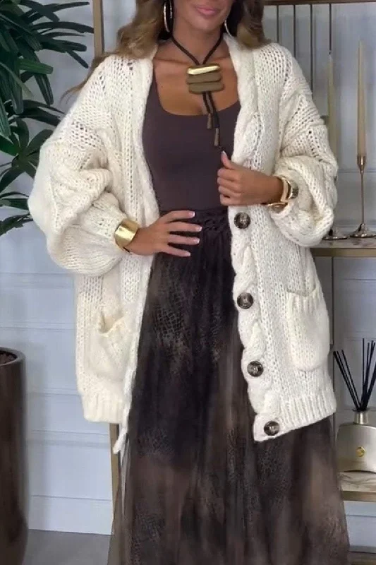 Flash Sale – Act Fast!Women's Casual Solid Color Knitted Cardigan