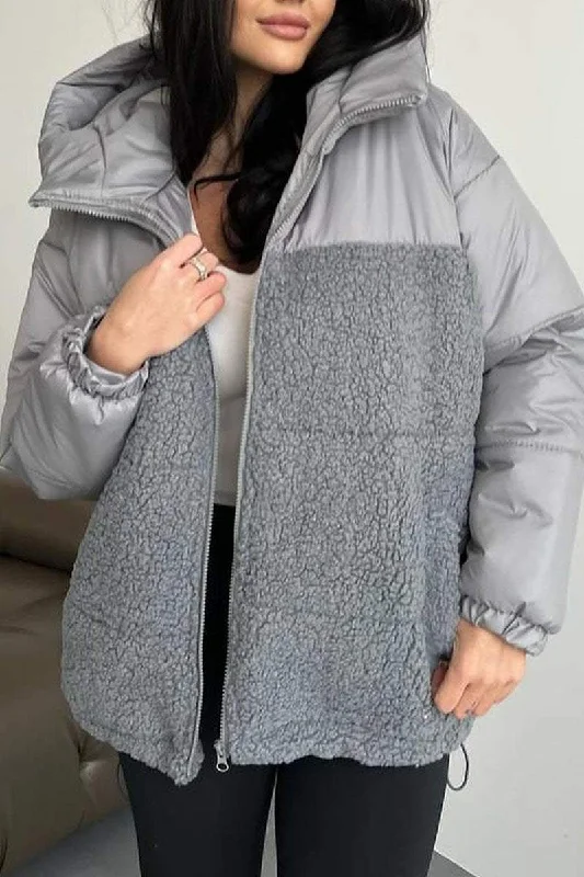 Your Exclusive Offer Awaits!Women's Casual Solid Color Plush Patchwork Coat