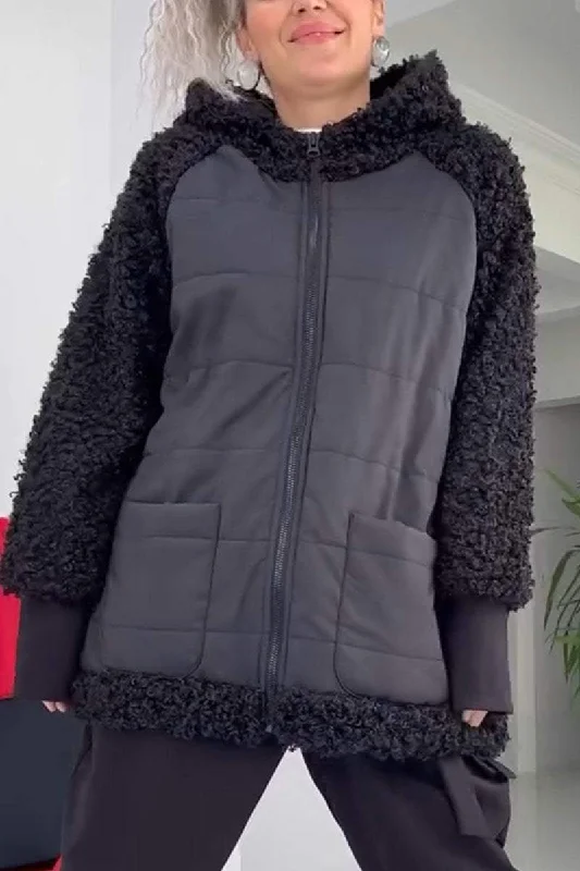 Only a Few Left – Order Now!Women's Casual Solid Color Plush Patchwork Coat