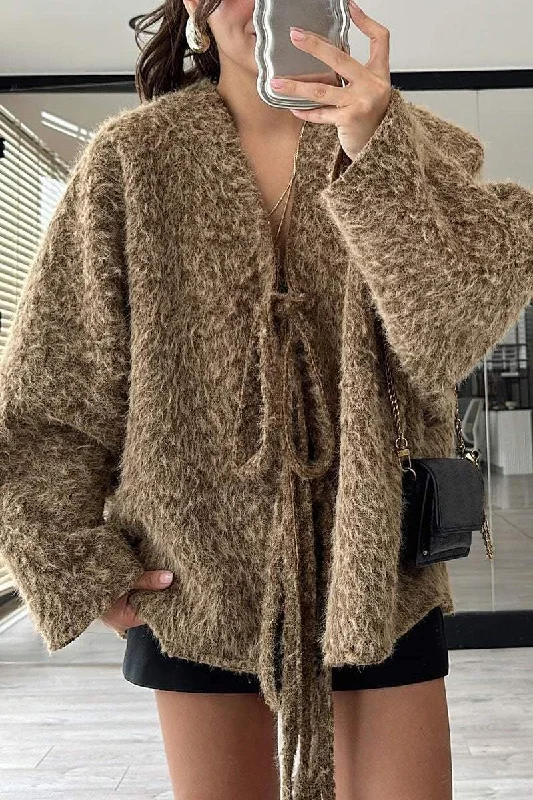 Must-Have Deals Inside!Women's Casual Solid Color Winter Tie Cardigan