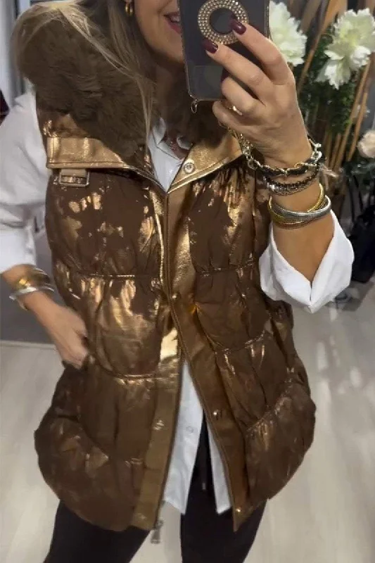 Shop More, Spend Less!Women's Casual Stamped Plush Vest Jacket