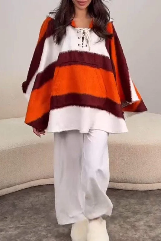 Your Best Deals Are Here!Women's Casual Stripe Poncho Cape