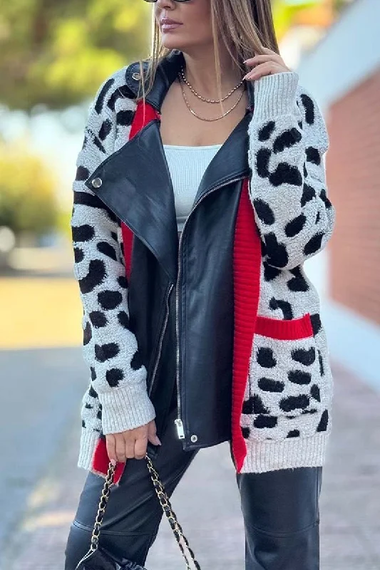 Find the Best Deals Here!Women's Fashionable Leather Patchwork Knitted Jacket