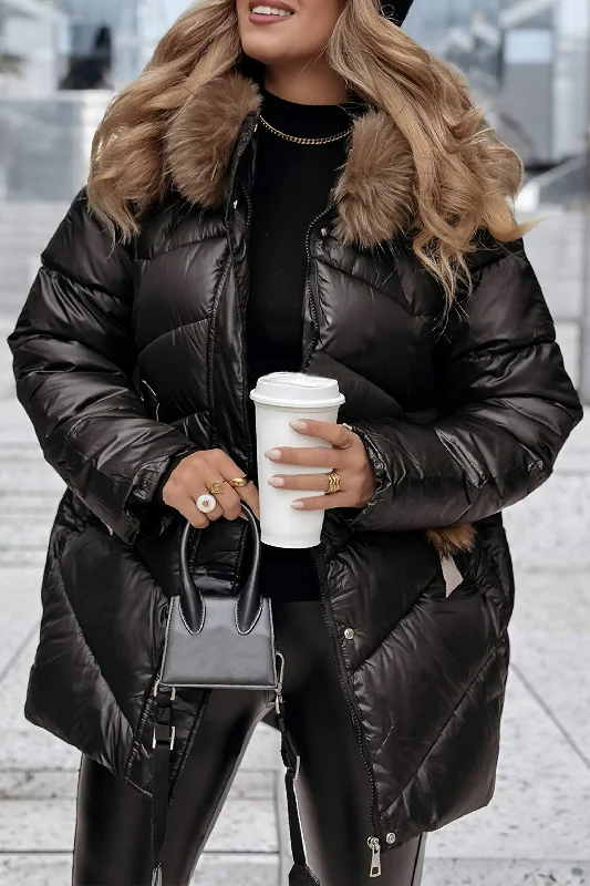 The Best Offers Are Here!Women's Hooded Long Sleeve Casual Fur Hat Cotton Coat
