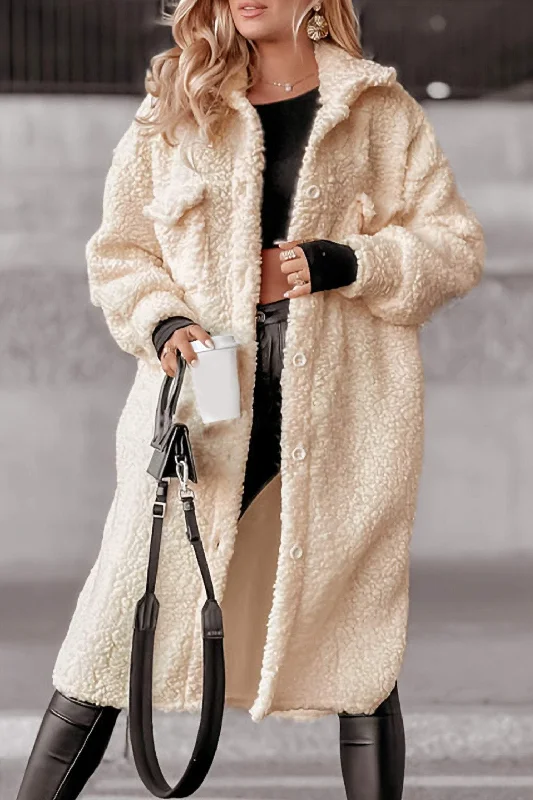 Special Offer – Act Fast!Women's Lapel Long-sleeved Lamb Wool Casual Long Coat