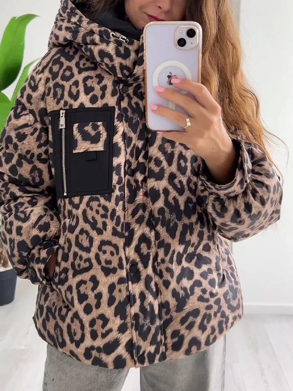Save More with Every Purchase!Women's Leopard Print Long Sleeve Hooded Coat