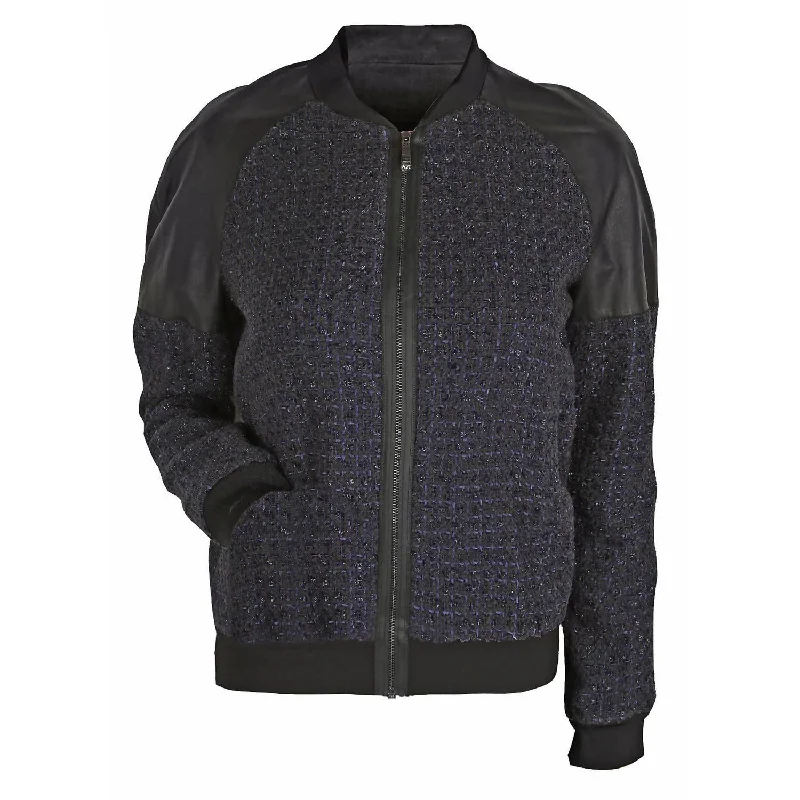 Hottest Discounts of the Year!Women's Sandie Boucle Bomber Jacket In Blue/black