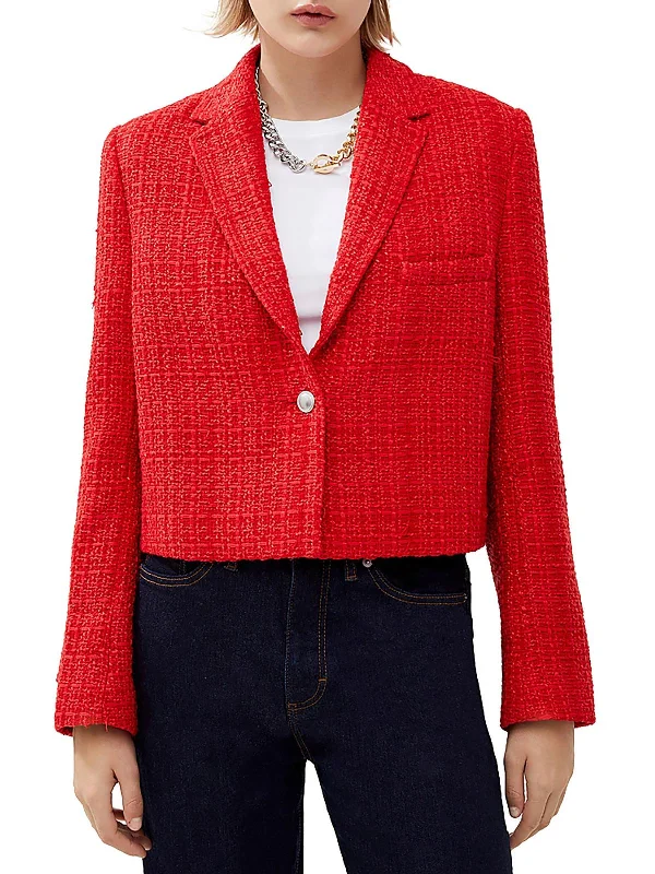Your Best Deals Are Here!Womens Tweed Cropped One-Button Blazer