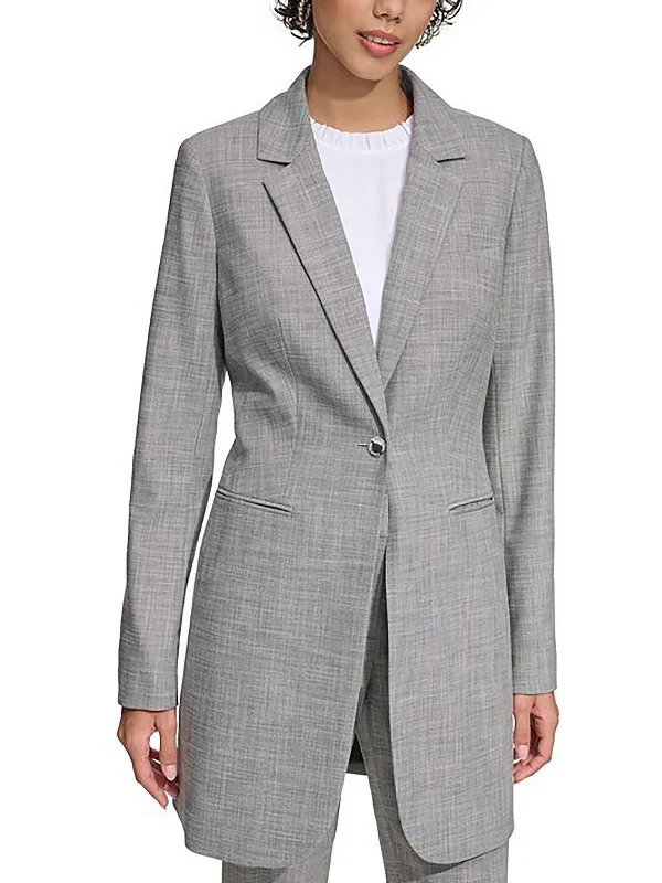 Lowest Prices Guaranteed!Womens Woven Pattern One-Button Blazer