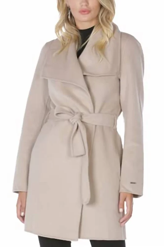 Unlock Huge Savings Now!Wool Wrap Coat With Tie Belt In Soft Almond