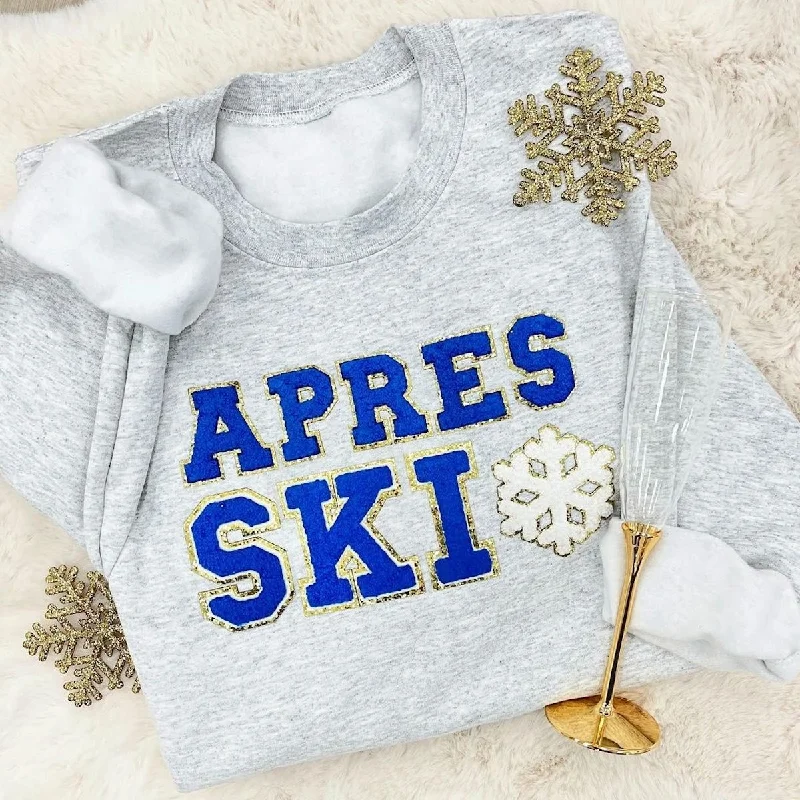 Today Only – Don’t Miss It!Apres Ski Letter Patch Crewneck Sweatshirt