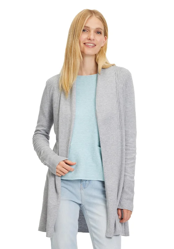 Incredible Savings Inside!Betty Barclay Fine Knit Ribbed Open Cardigan, Silver