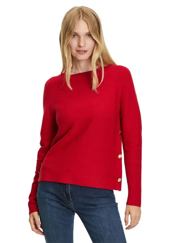 Snag the Best Prices Now!Betty Barclay Button Side Detail Knit Sweater, Red