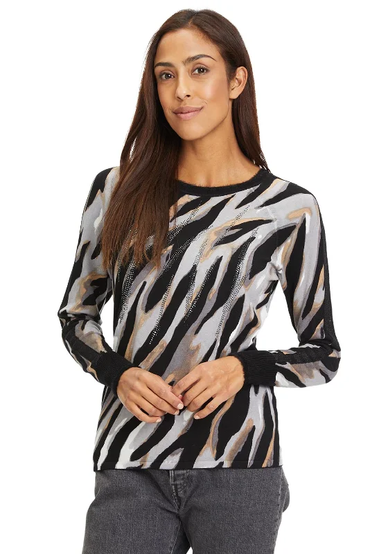 Huge Savings – Act Now!Betty Barclay Tiger Print Fine Sweater, Black Multi