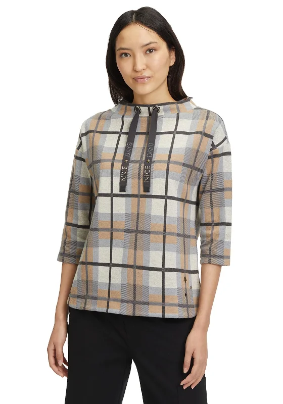 Unmissable Offers Await!Betty Barclay Check Pattern Half Sleeve Jumper, Grey Multi