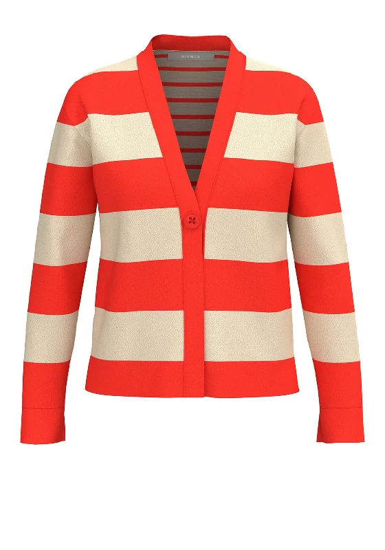 Hurry, Sale Ends Soon!Bianca Vadis Striped Fine Knit Cardigan, Orange & Beige