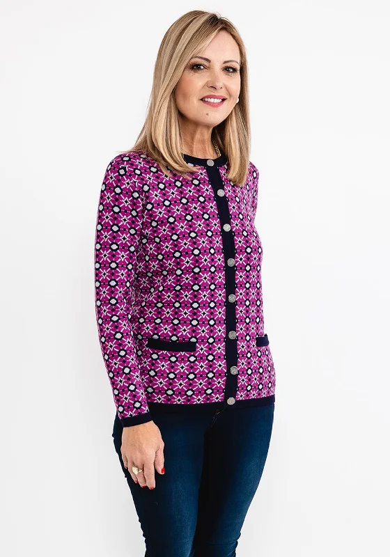 Don’t Wait – Shop Today!Castle of Ireland Geo Pattern Knit Cardigan, Purple
