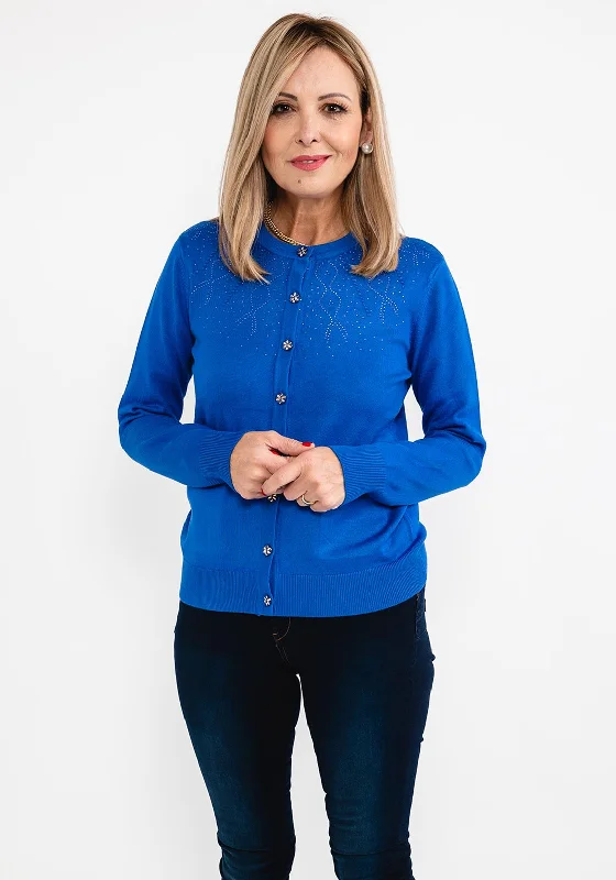 Find Your Perfect Deal Today!Castle of Ireland Rhinestone Swirl Neck Cardigan, Cobalt