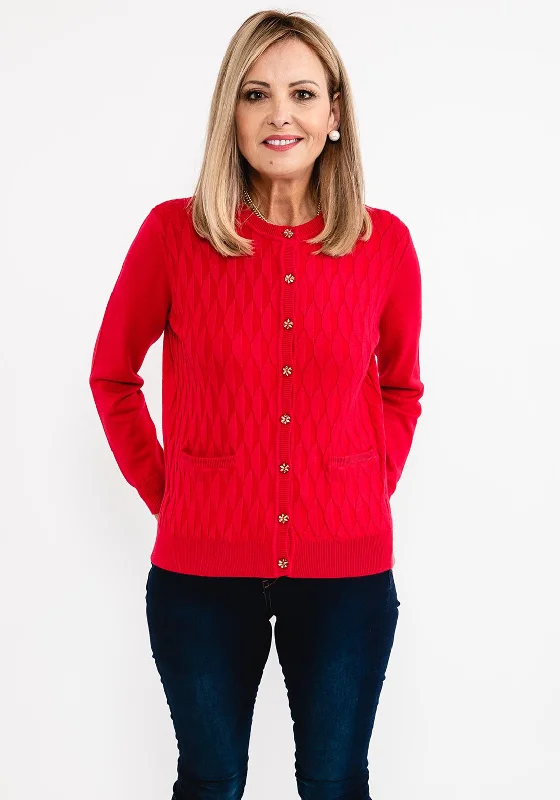 Today’s Deals, Tomorrow’s Regrets!Castle of Ireland Embossed Pattern Fine Cardigan, Rose Red