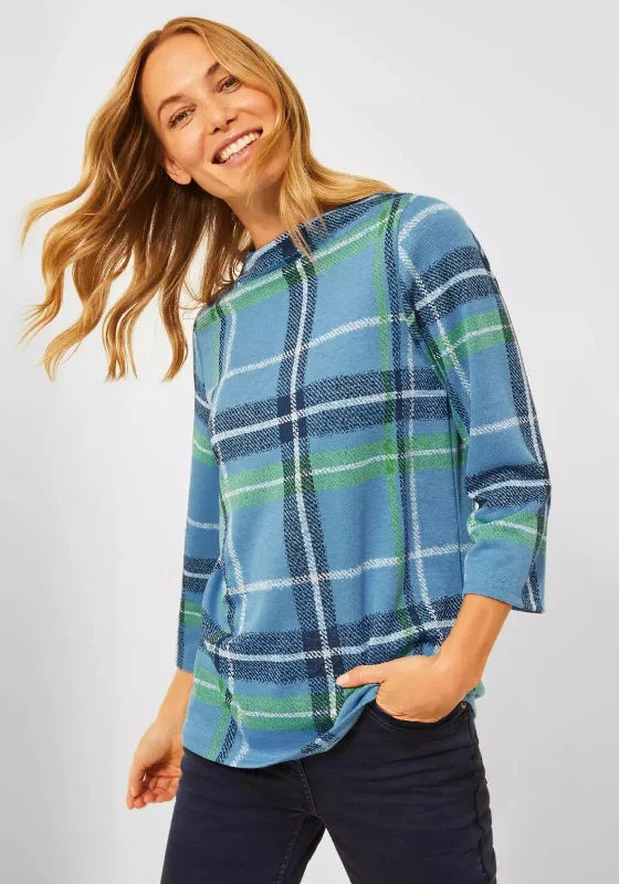 Every Deal is a Steal!Cecil High Neck Checked Sweater, Dusk Sky Blue