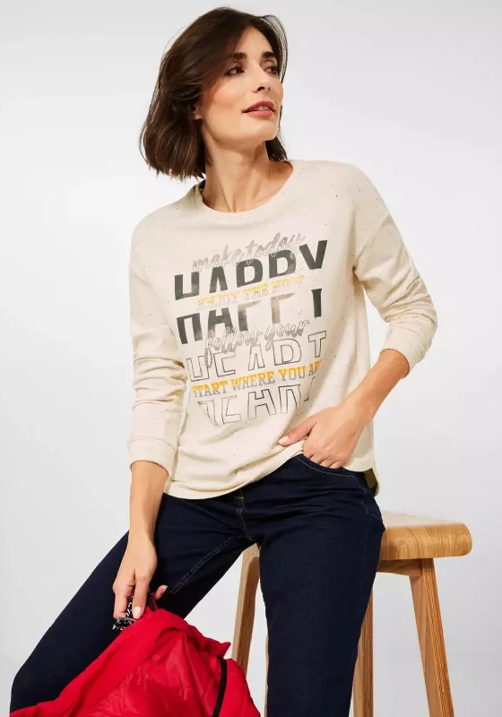Buy One, Get One Free!Cecil Cosy Front Print Sweater, Beige Melange