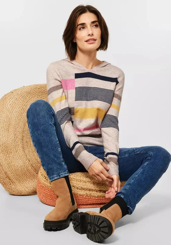 Stock Up and Save!Cecil Cosy Stripe Front Sweater, Beige Melange Multi