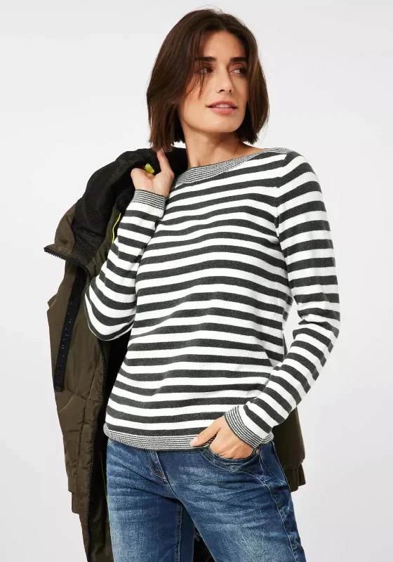 Crazy Discounts Inside!Cecil Striped Knit Sweater, Khaki & White