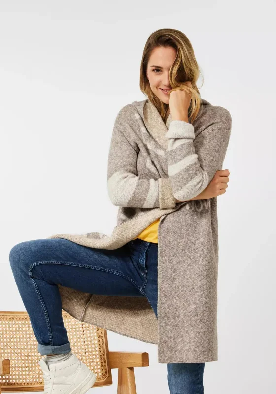 Time to Save Big!Cecil Hooded Long Knit Cardigan, Taupe