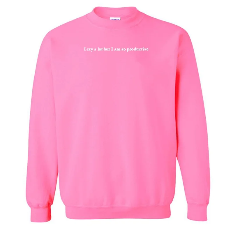 Crazy Discounts Inside!Embroidered 'I Cry A Lot But' Crewneck Sweatshirt