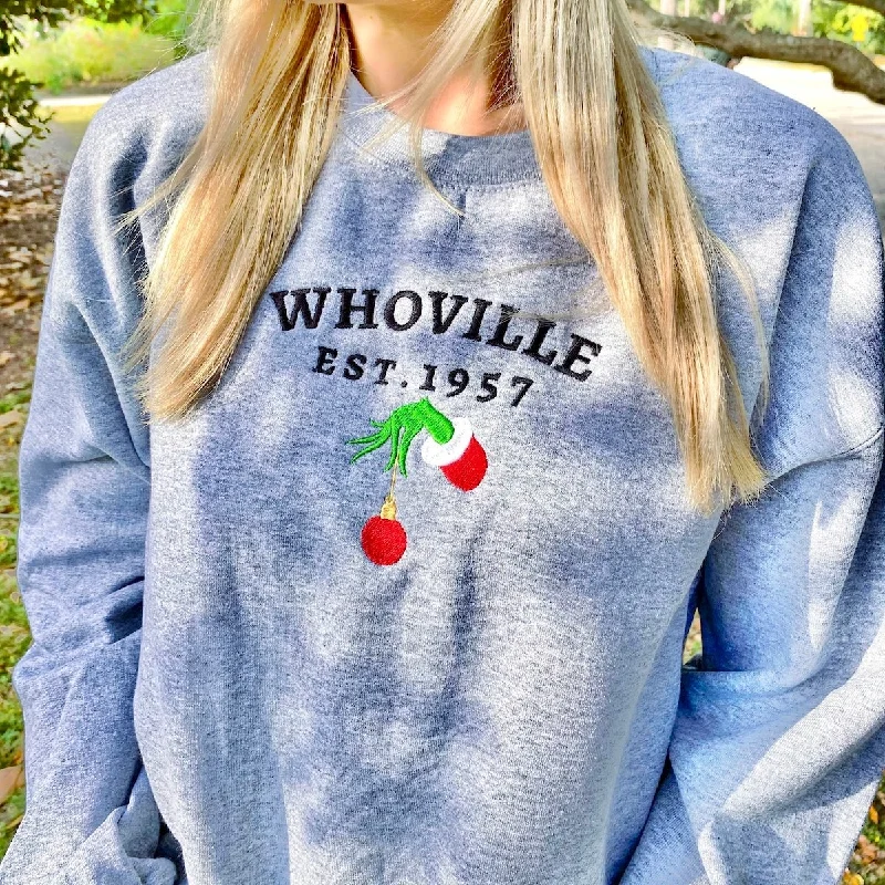 Buy More, Pay Less!Whoville Embroidered Crewneck Sweatshirt