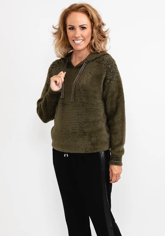 Mega Sale Happening Now!Eva Kayan Faux Fur Hooded Jumper, Khaki