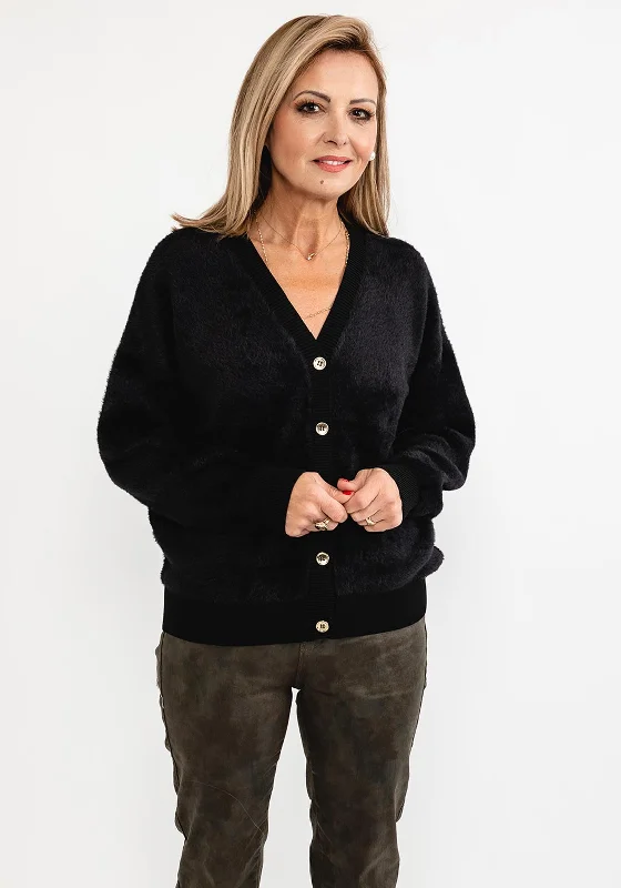 The Best Deals Won’t Wait!Eva Kayan Faux Fur Knit Short Cardigan, Black