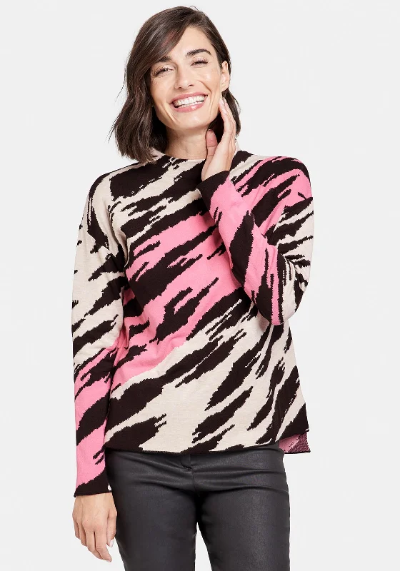 Lowest Prices Guaranteed!Gerry Weber Abstract Colour Block Sweater, Pink Multi