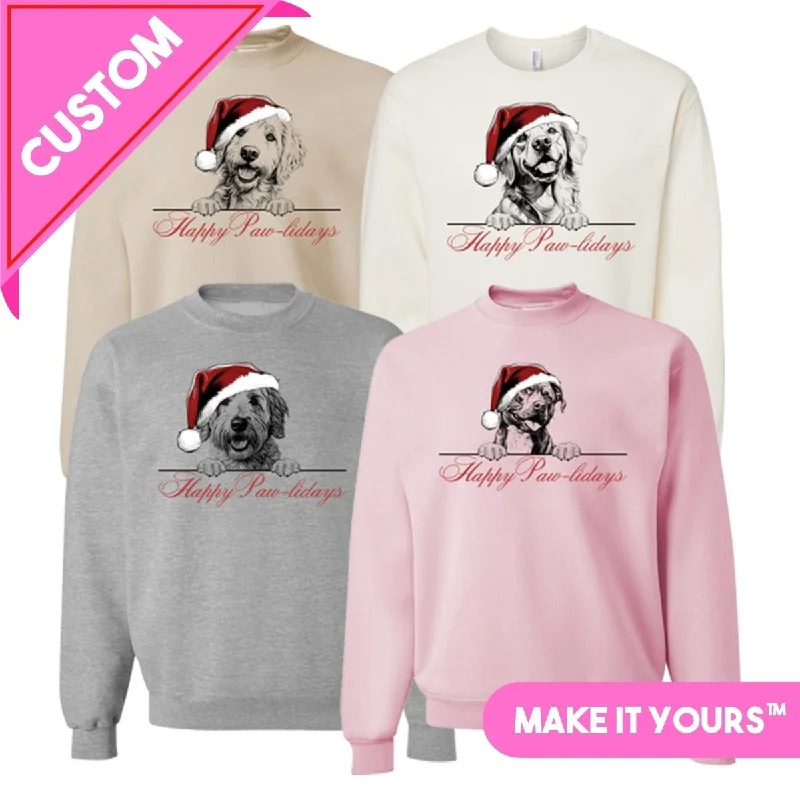 Instant Savings Await!Make It Yours™ 'Happy Paw-lidays' Crewneck Sweatshirt