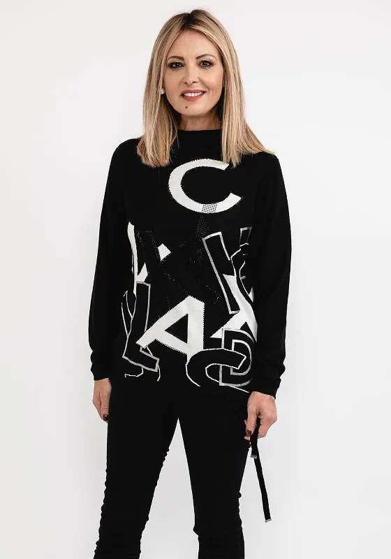 Score Big Savings Today!I’cona Letter & Rhinestone Sweater, Black