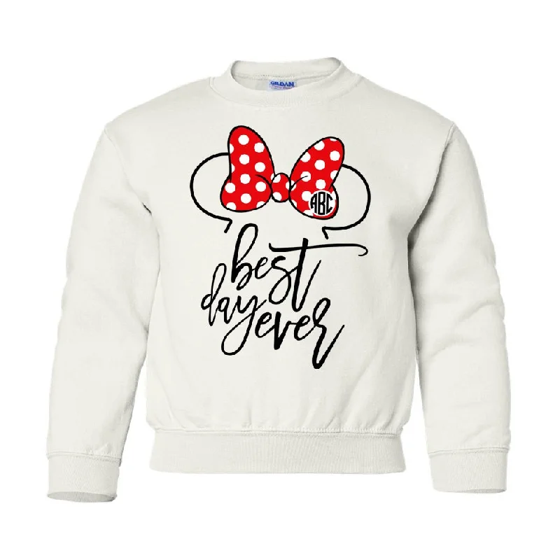 Hurry, Sale Ends Soon!Kids Monogrammed 'Minnie Best Day Ever' Crewneck Sweatshirt