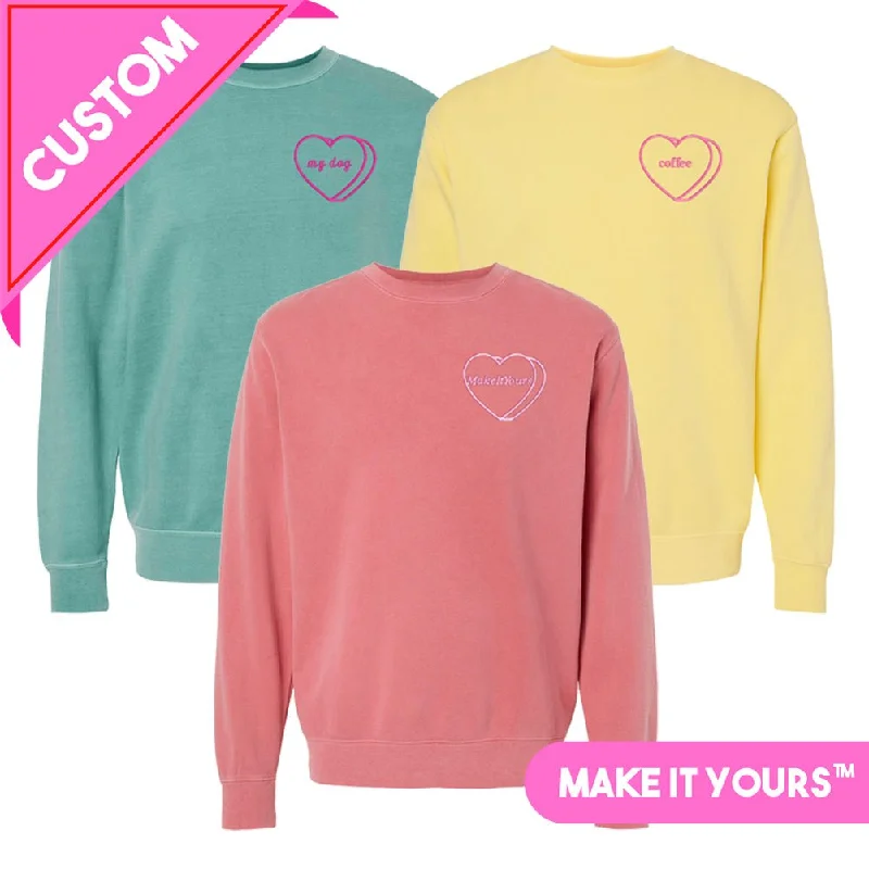 Your Favorite Items on Sale Now!Make It Yours™ 'Candy Heart' Embroidered Cozy Crew Your Favorite Items on Sale Now!Make It Yours™ 'Candy Heart' Embroidered Cozy Crew