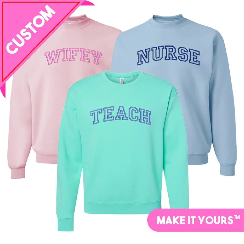 One Click Away from Big Savings!Make It Yours™ Varsity Word Crewneck Sweatshirt