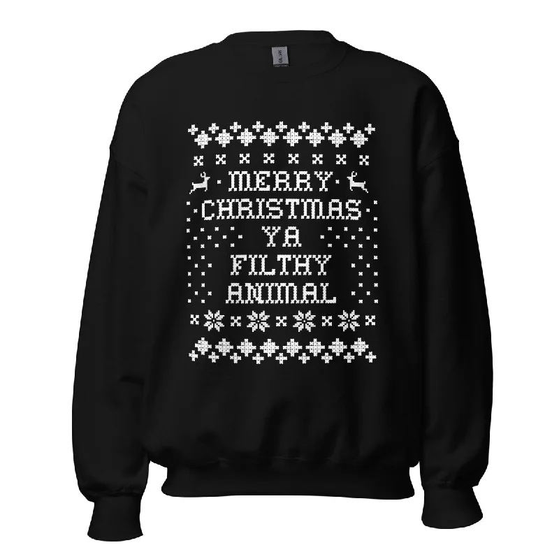 Shop More, Spend Less!'Merry Christmas Ya Filthy Animal' Crewneck Sweatshirt