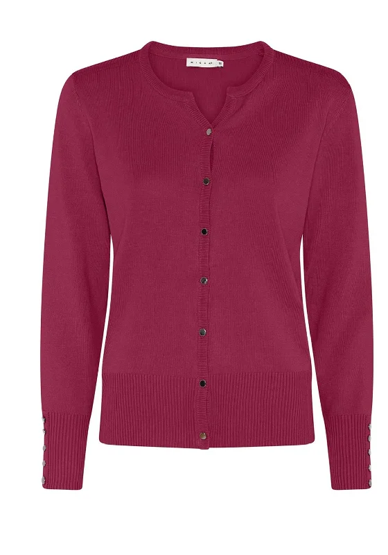 Amazing Prices You Can’t Resist!Micha Round Neck Fine Cardigan, Wine