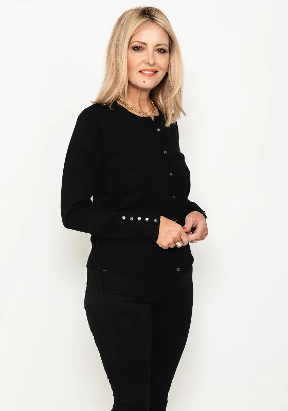 Best Price of the Season!Micha Simplistic Fine Knit Cardigan, Black